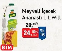 WİLL MEYVELİ İÇECEK ANANASLI 1 L